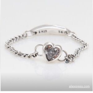 Chain Ring with Heart Size 8.5 Stamped 925
